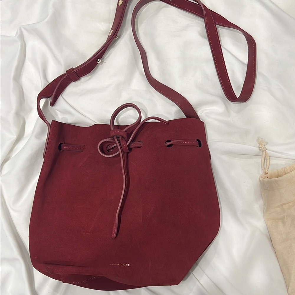 Mansur Gavriel Burgundy suede Bucket Bag